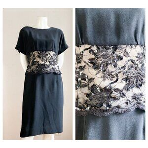 Vintage Nipon Boutique Black Classic Lace Detail Classic Black Dress 8